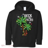 Deck The Palms Tropical Hawaii Christmas Palm Tree Lights Toddler Hoodie thumb 0