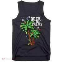 Deck The Palms Tropical Hawaii Christmas Palm Tree Lights Tank Top thumb 0