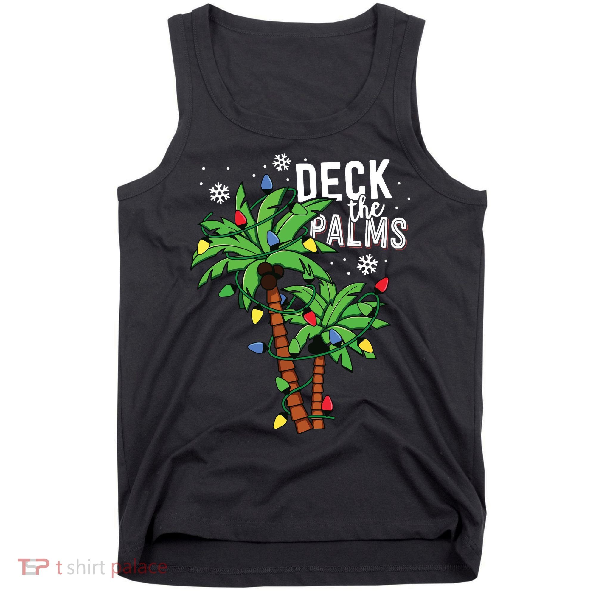 Deck The Palms Tropical Hawaii Christmas Palm Tree Lights Tank Top