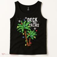 Deck The Palms Tropical Hawaii Christmas Palm Tree Lights Tank Top thumb 2