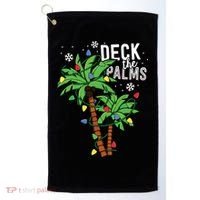 Deck The Palms Tropical Hawaii Christmas Palm Tree Lights Golf Towel thumb 0