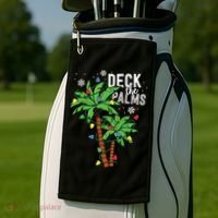 Deck The Palms Tropical Hawaii Christmas Palm Tree Lights Golf Towel thumb 2
