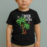 Deck The Palms Tropical Hawaii Christmas Palm Tree Lights Toddler T-Shirt thumb 2