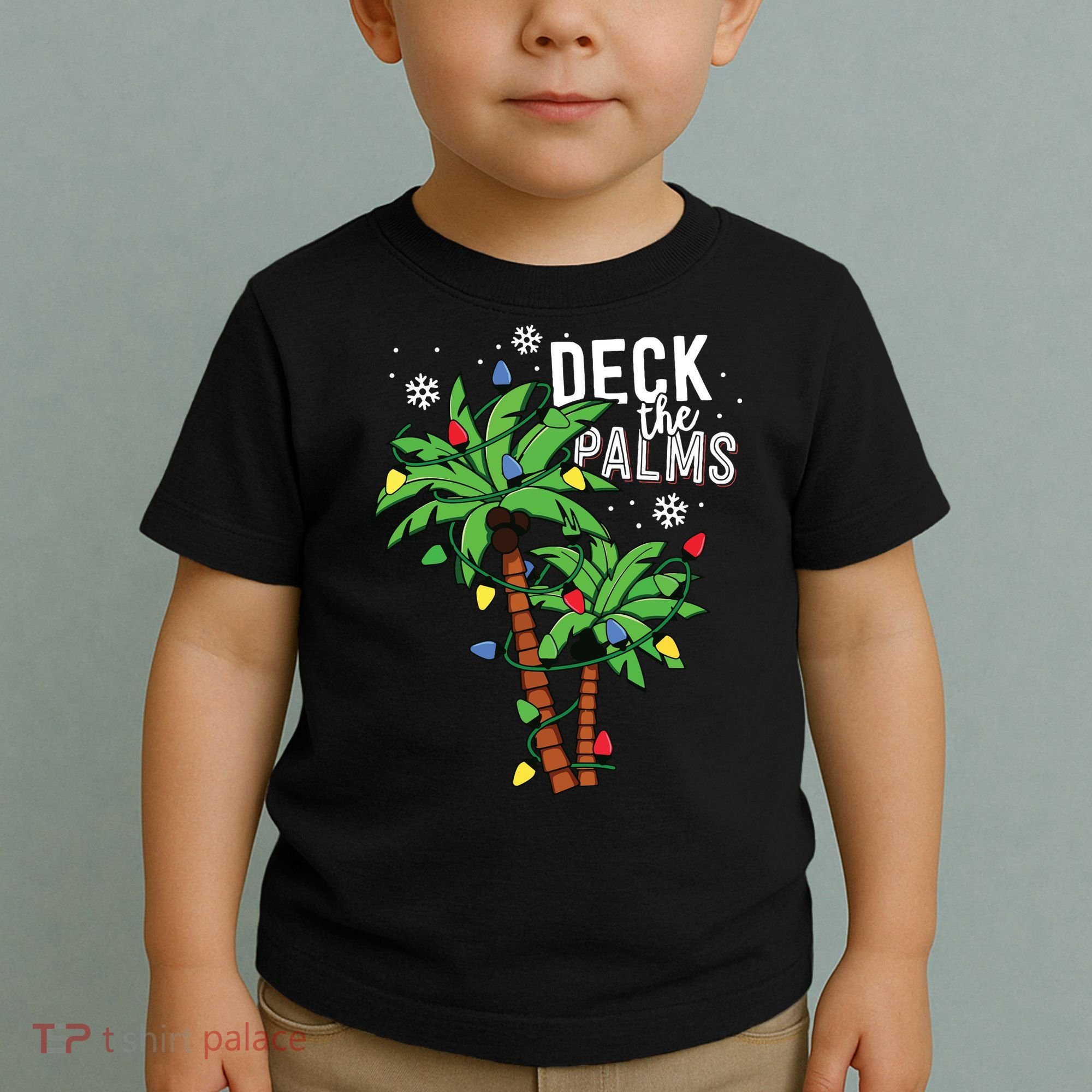 Deck The Palms Tropical Hawaii Christmas Palm Tree Lights Toddler T-Shirt