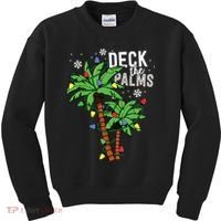 Deck The Palms Tropical Hawaii Christmas Palm Tree Lights Kids Sweatshirt thumb 0