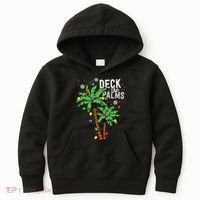 Deck The Palms Tropical Hawaii Christmas Palm Tree Lights Kids Hoodie thumb 0