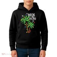 Deck The Palms Tropical Hawaii Christmas Palm Tree Lights Kids Hoodie thumb 4