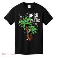 Deck The Palms Tropical Hawaii Christmas Palm Tree Lights Kids T-Shirt thumb 0