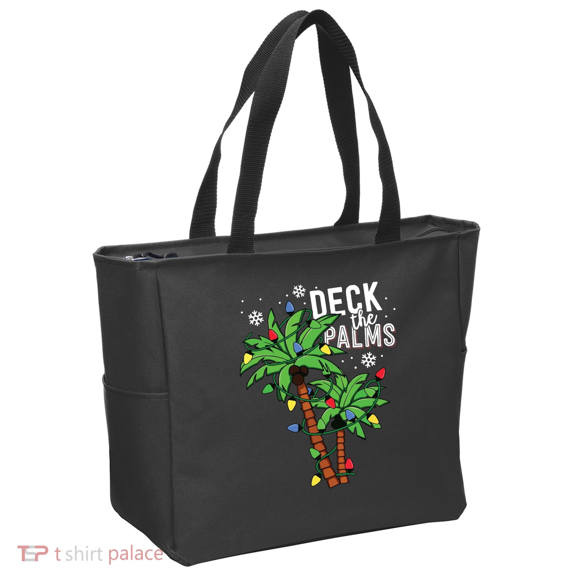 Deck The Palms Tropical Hawaii Christmas Palm Tree Lights Tote Bag