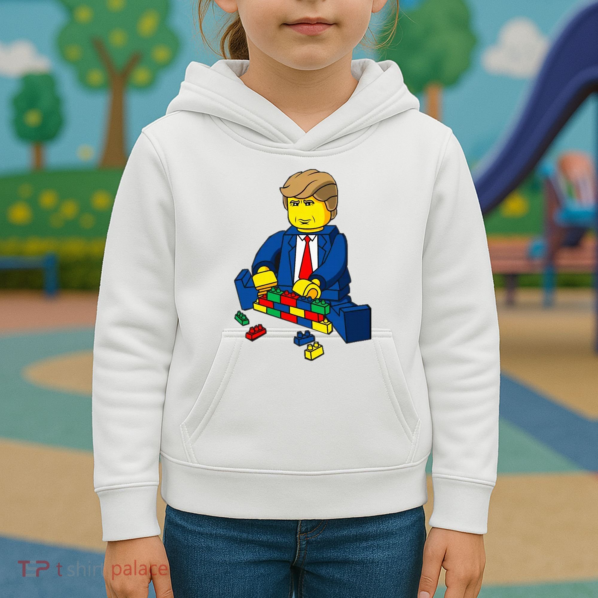 Donald Trump Presidential Building Brick Wall Kids Hoodie