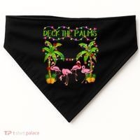Deck The Palms Flamingo Lover Merry Christmas Pink Xmas Cute Gift USA-Made Doggie Bandana thumb 0