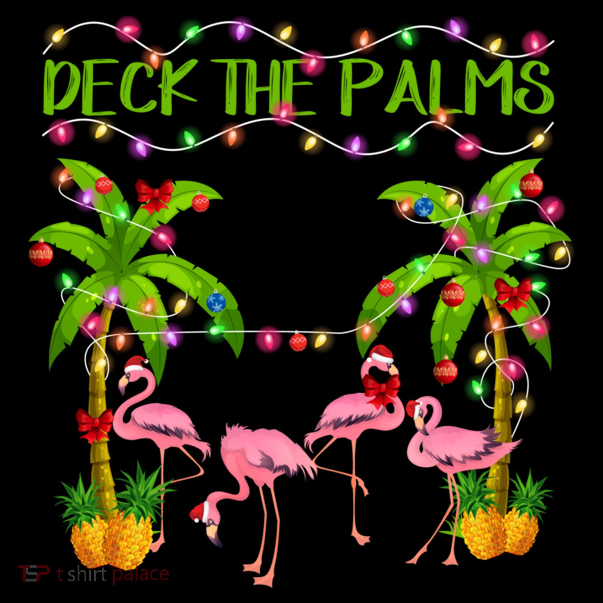 Deck The Palms Flamingo Lover Merry Christmas Pink Xmas Cute Gift Coffee Mug
