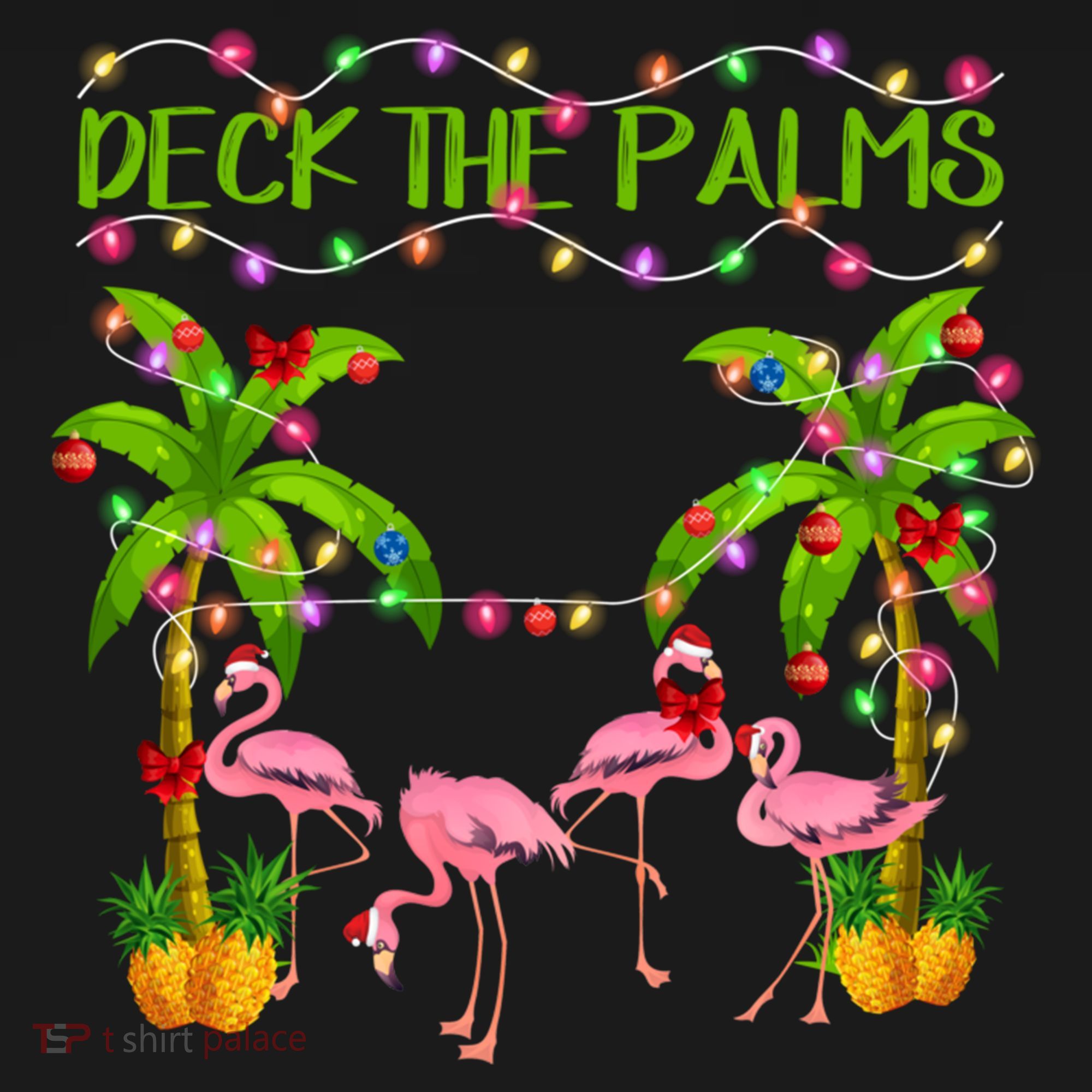 Deck The Palms Flamingo Lover Merry Christmas Pink Xmas Cute Gift Women's Hoodie