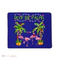 Deck The Palms Flamingo Lover Merry Christmas Pink Xmas Cute Gift Mousepad thumb 0