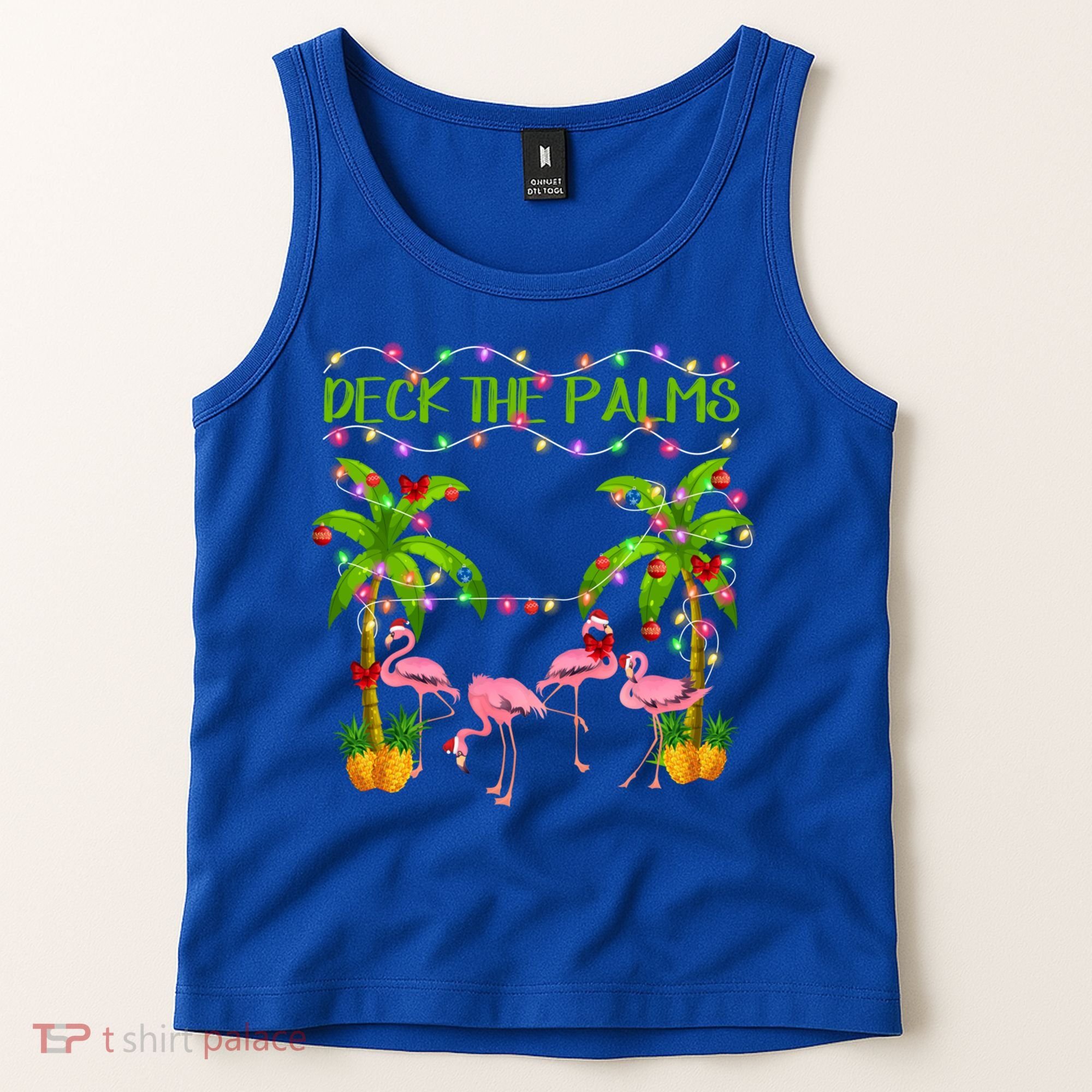 Deck The Palms Flamingo Lover Merry Christmas Pink Xmas Cute Gift Tank Top