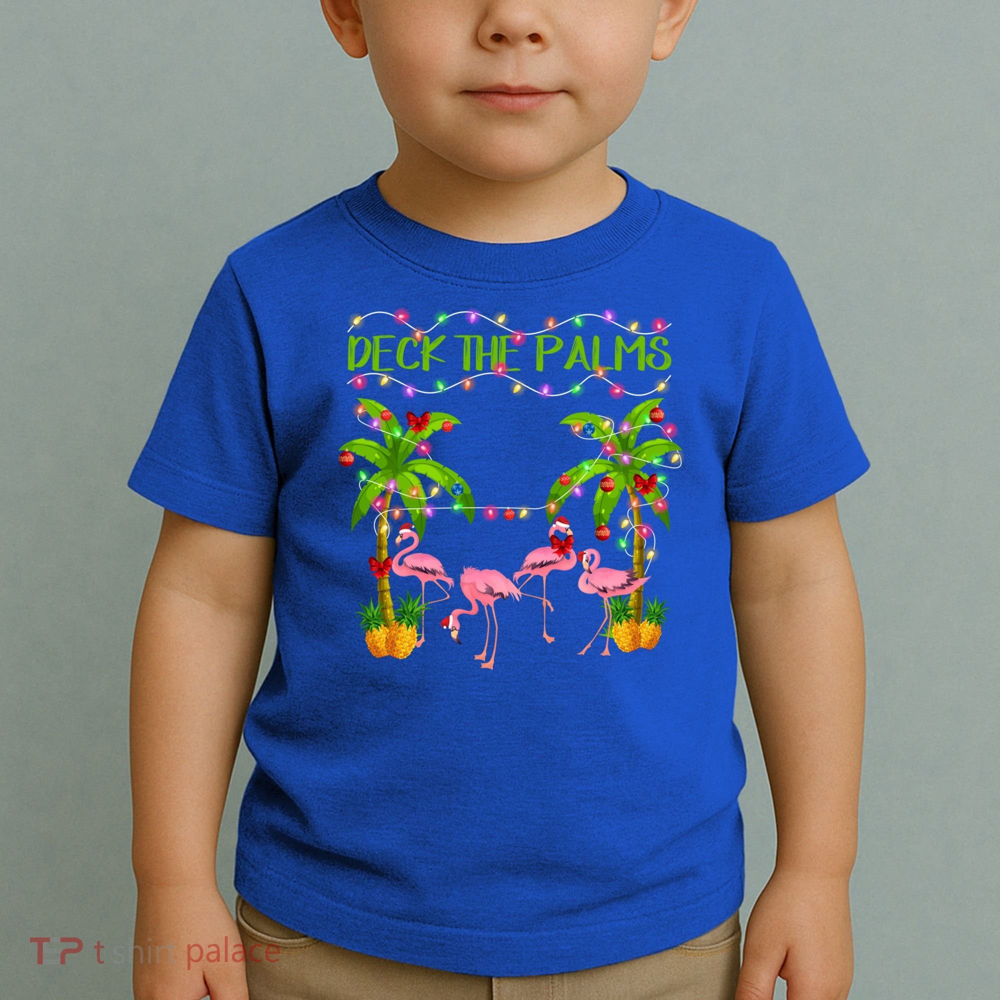 Deck The Palms Flamingo Lover Merry Christmas Pink Xmas Cute Gift Toddler T-Shirt