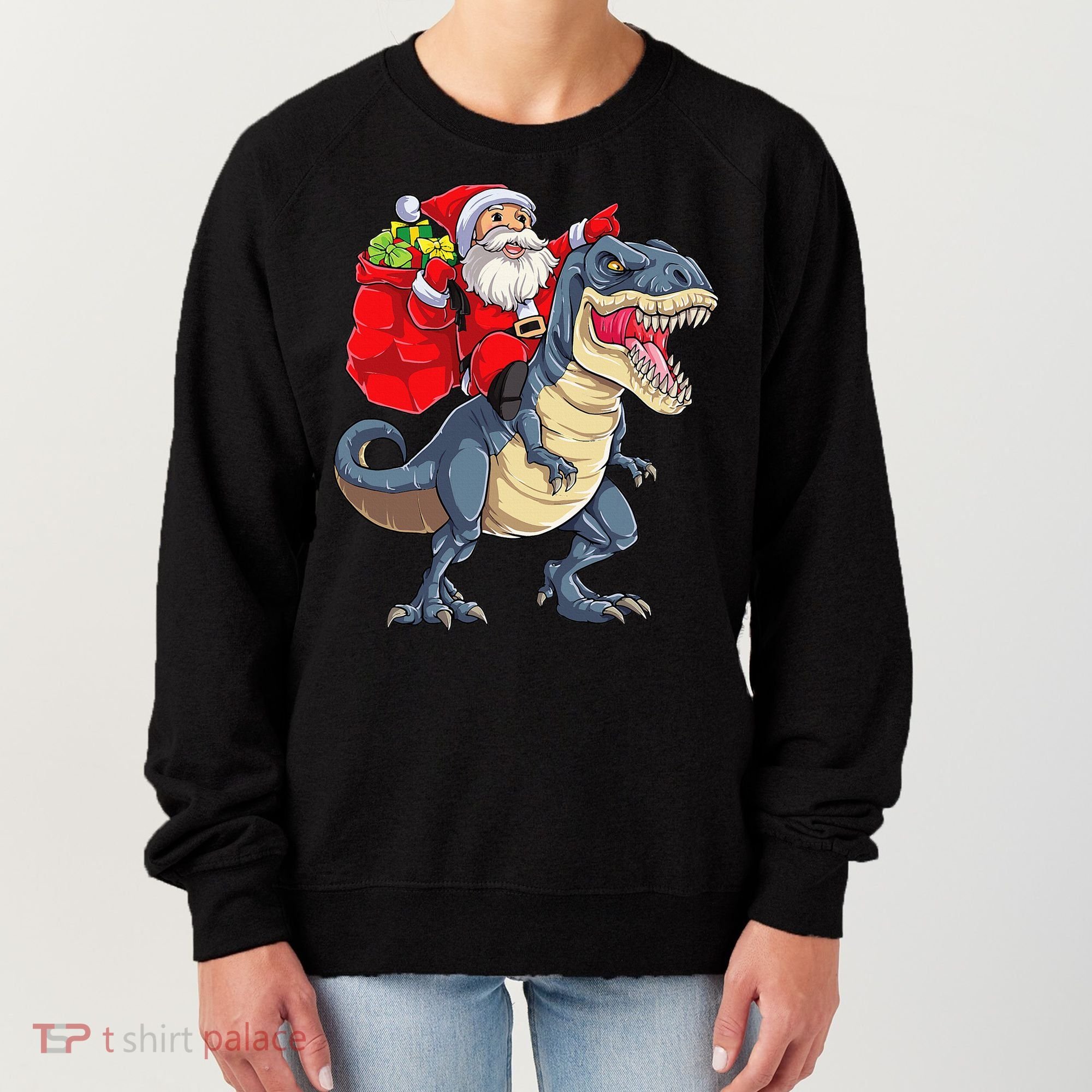 Dinosaur T Rex Christmas Santa Xmas Squad Women's Sweatshirt