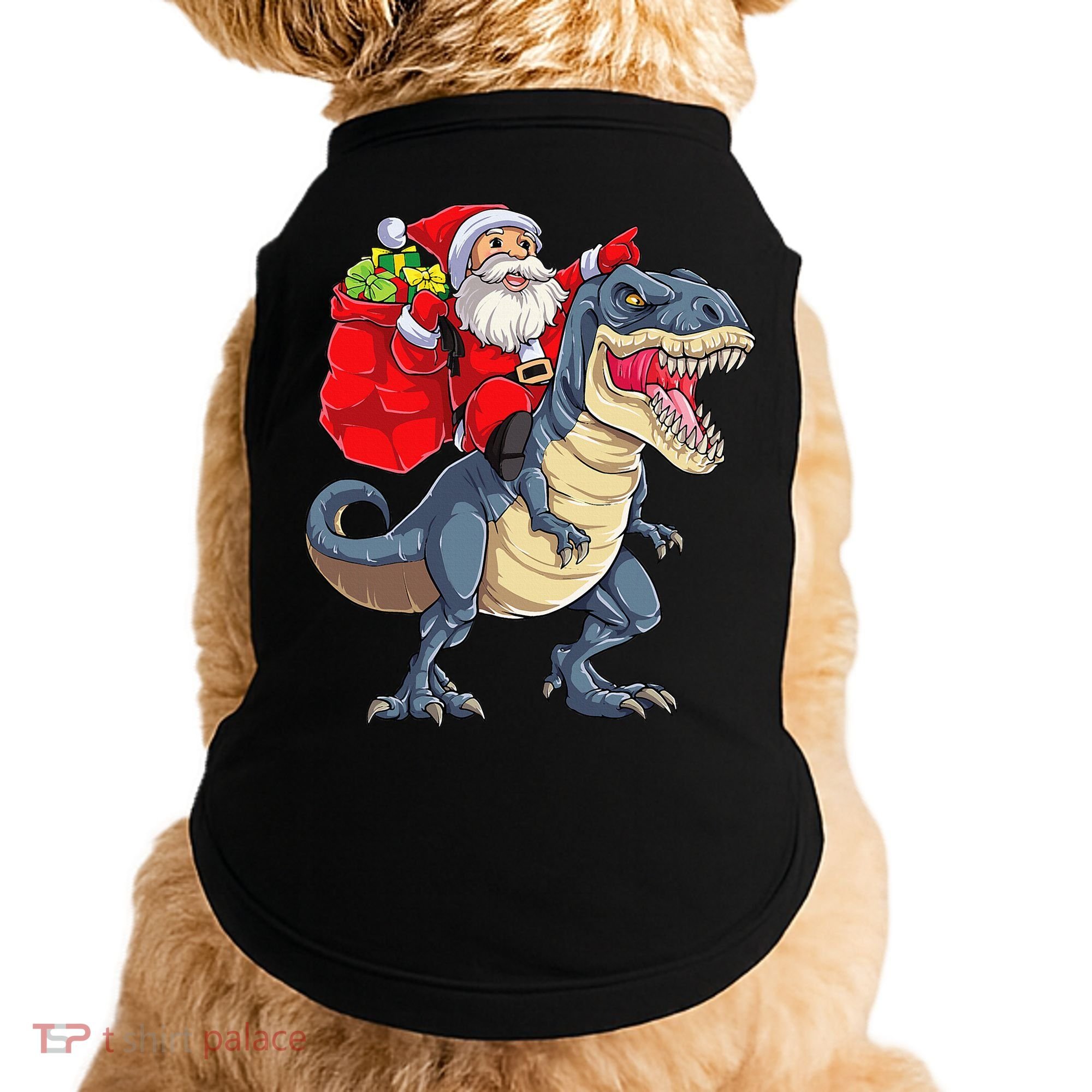 Dinosaur T Rex Christmas Santa Xmas Squad Doggie Tank