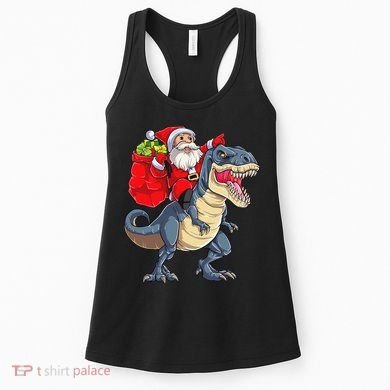 Dinosaur T Rex Christmas Santa Xmas Squad Women's Tank Top