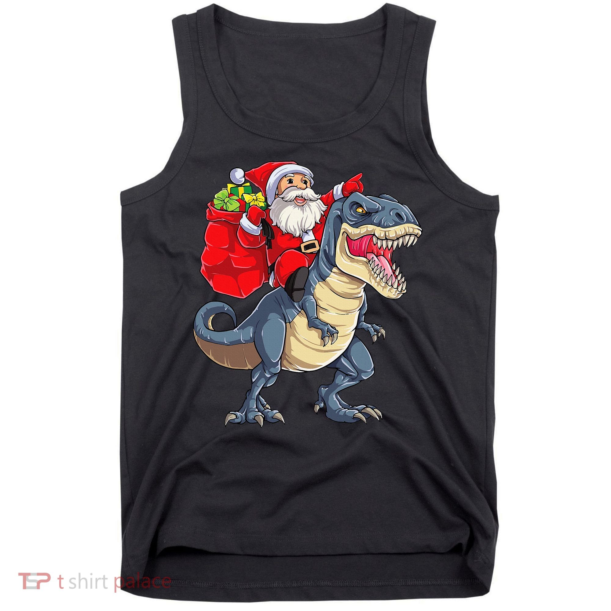 Dinosaur T Rex Christmas Santa Xmas Squad Tank Top