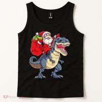 Dinosaur T Rex Christmas Santa Xmas Squad Tank Top thumb 2