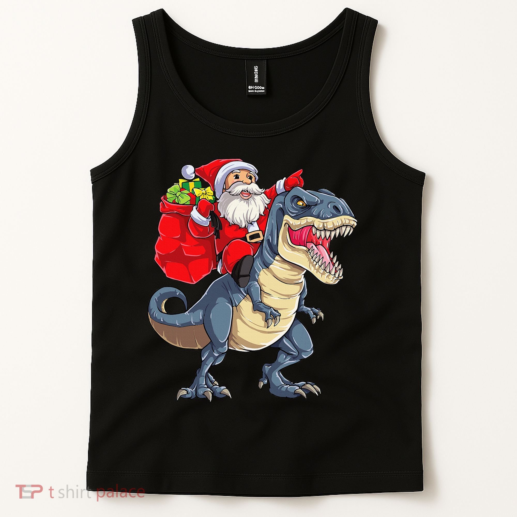 Dinosaur T Rex Christmas Santa Xmas Squad Tank Top