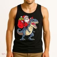Dinosaur T Rex Christmas Santa Xmas Squad Tank Top thumb 3