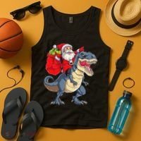 Dinosaur T Rex Christmas Santa Xmas Squad Tank Top thumb 4