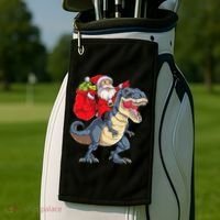 Dinosaur T Rex Christmas Santa Xmas Squad Golf Towel thumb 2