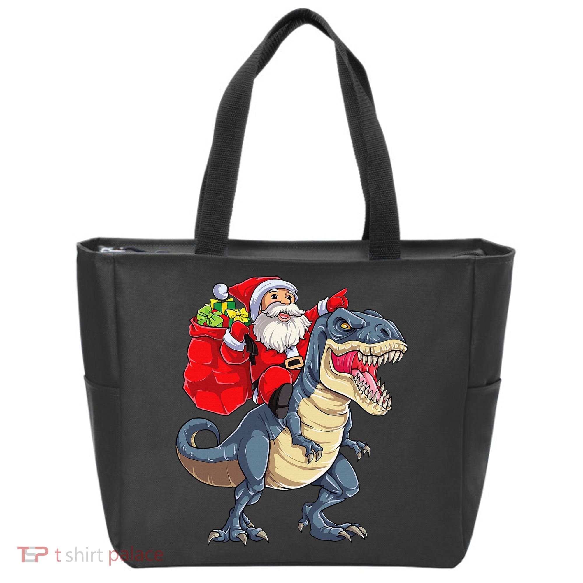 Dinosaur T Rex Christmas Santa Xmas Squad Tote Bag