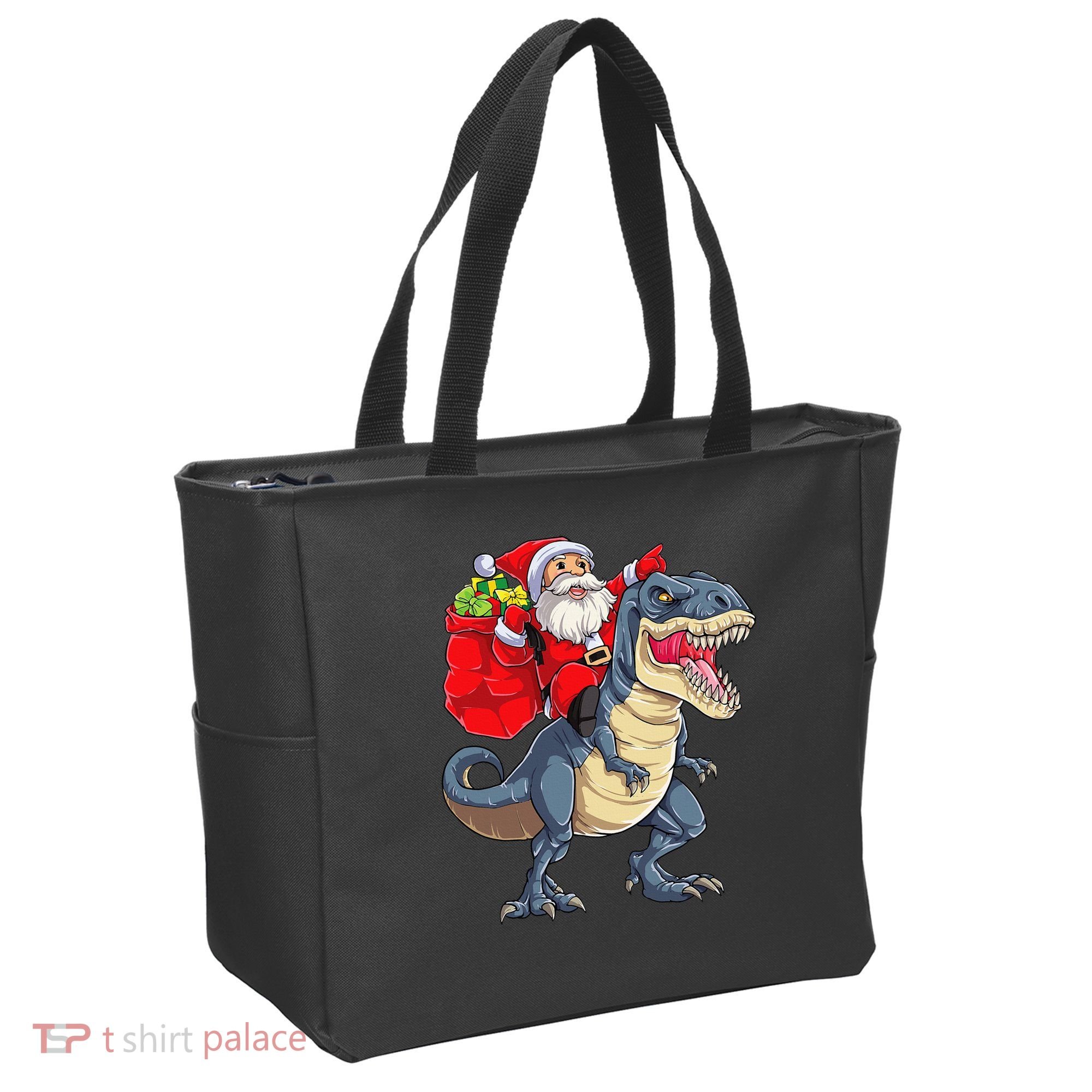 Dinosaur T Rex Christmas Santa Xmas Squad Tote Bag