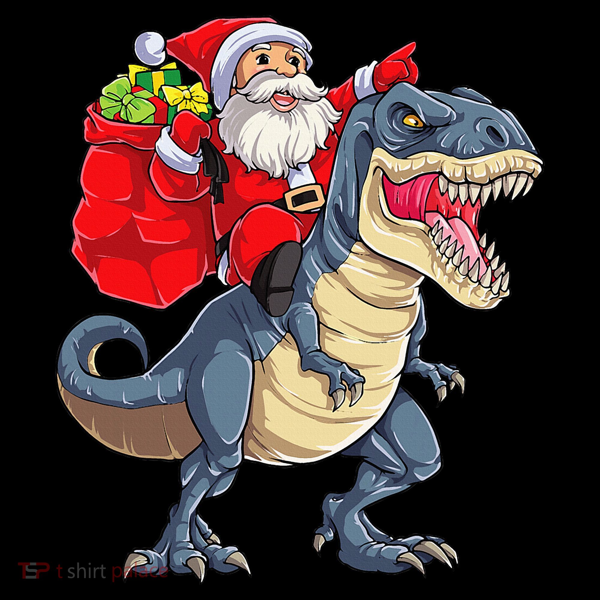 Dinosaur T Rex Christmas Santa Xmas Squad Tote Bag