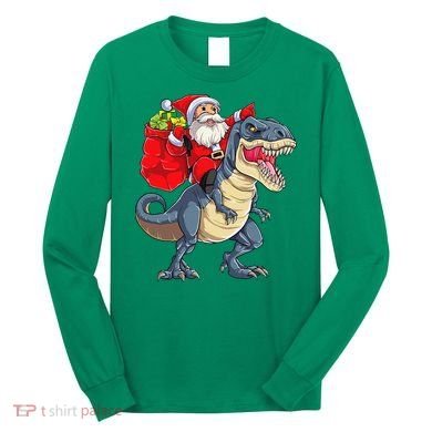 Dinosaur T Rex Christmas Santa Xmas Squad Long Sleeve Shirt