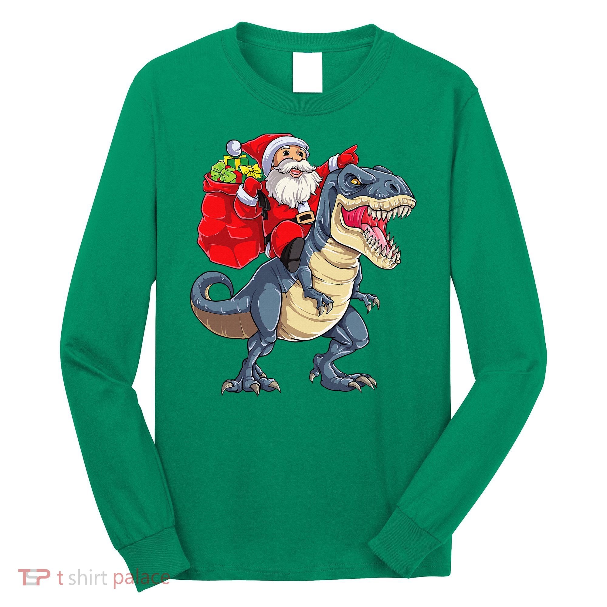 Dinosaur T Rex Christmas Santa Xmas Squad Long Sleeve Shirt