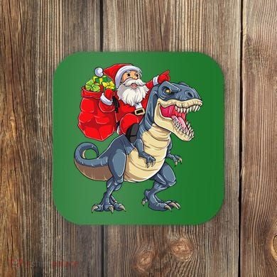 Dinosaur T Rex Christmas Santa Xmas Squad Coaster