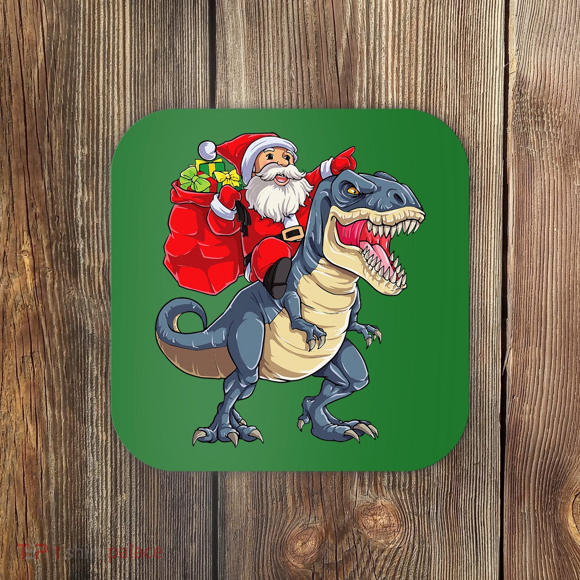 Dinosaur T Rex Christmas Santa Xmas Squad Coaster
