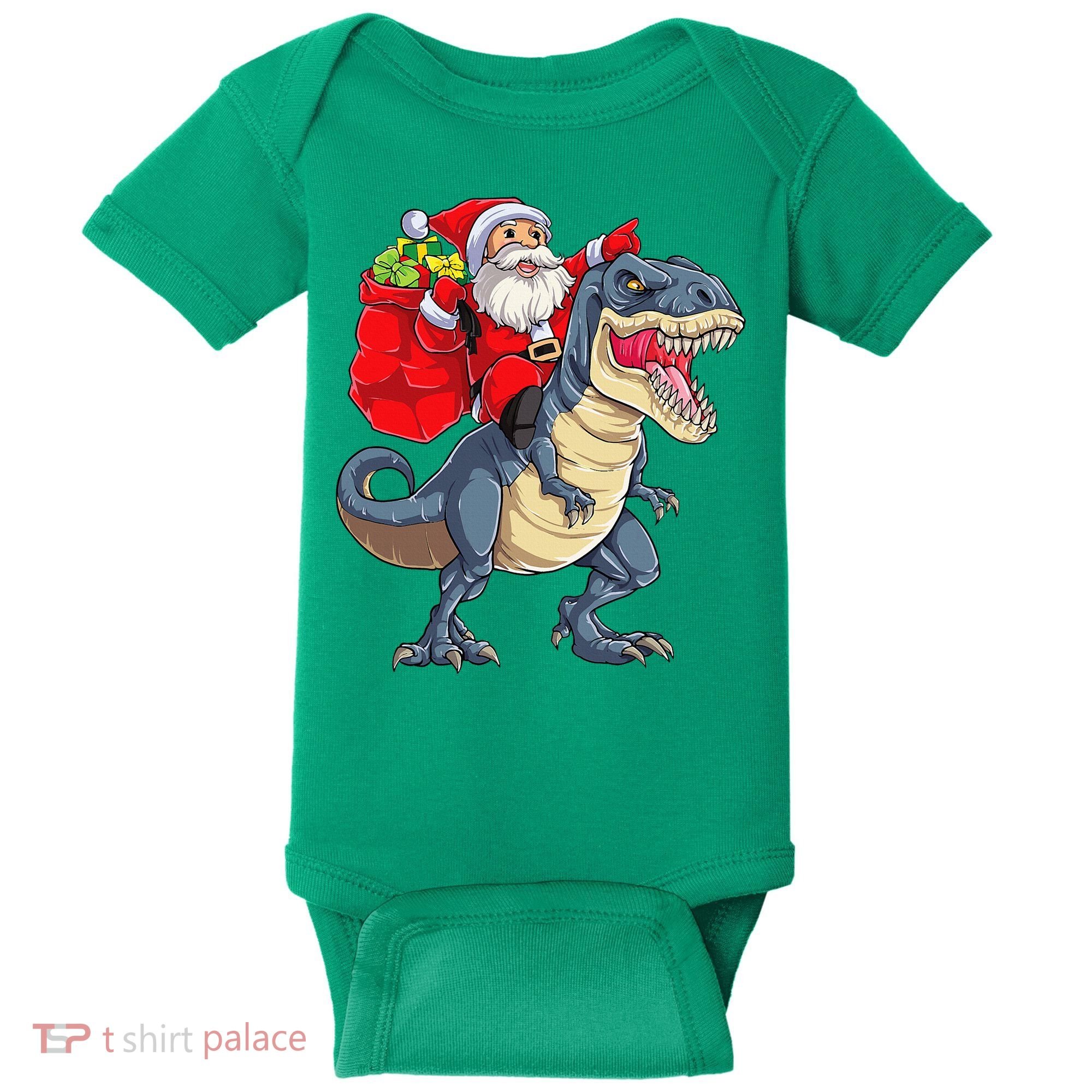 Dinosaur T Rex Christmas Santa Xmas Squad Baby Bodysuit