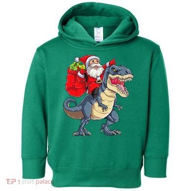 Dinosaur T Rex Christmas Santa Xmas Squad Toddler Hoodie