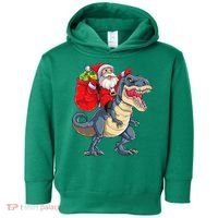 Dinosaur T Rex Christmas Santa Xmas Squad Toddler Hoodie thumb 0
