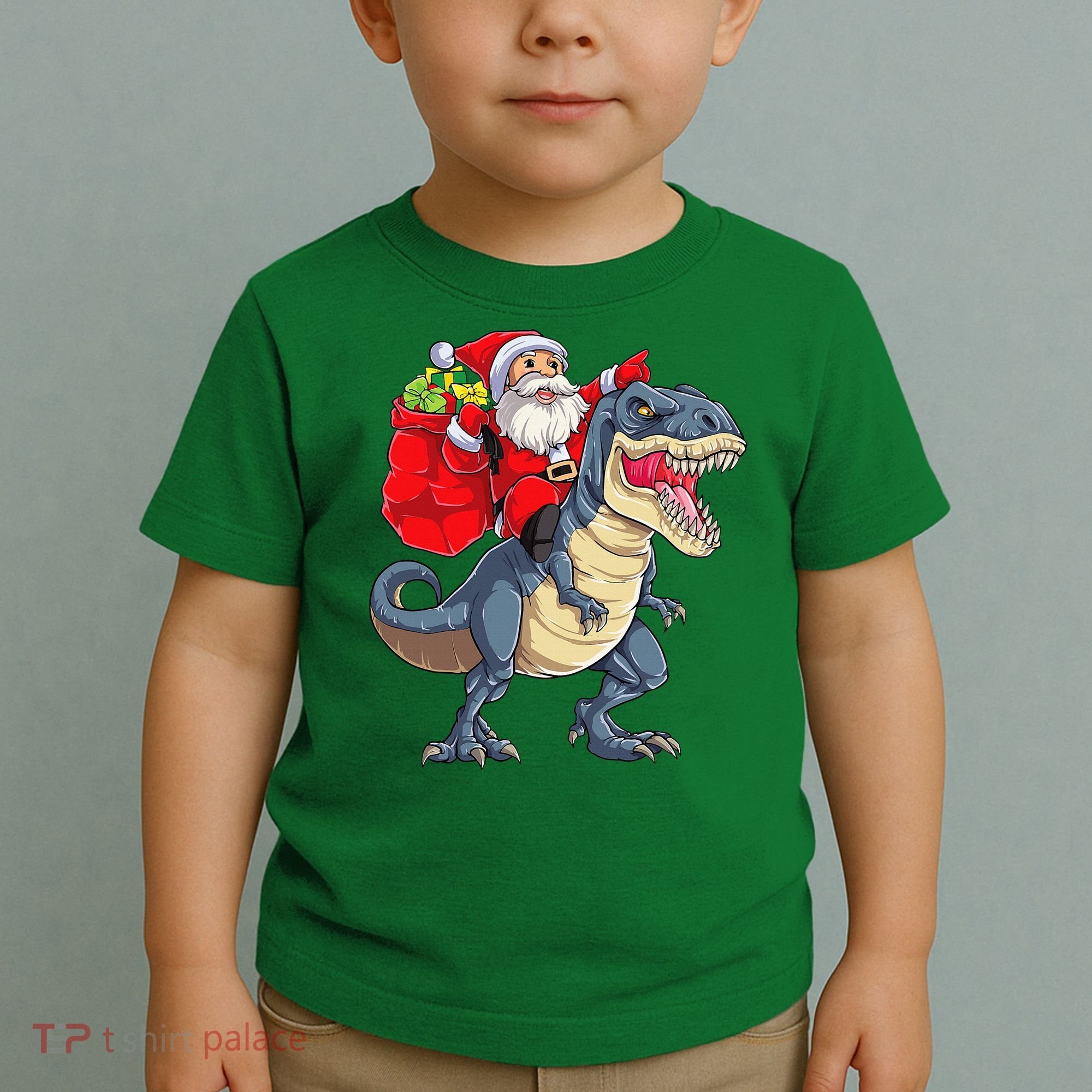 Dinosaur T Rex Christmas Santa Xmas Squad Toddler T-Shirt