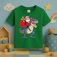 Dinosaur T Rex Christmas Santa Xmas Squad Toddler T-Shirt thumb 3