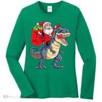 Dinosaur T Rex Christmas Santa Xmas Squad Women's Long Sleeve Shirt thumb 0