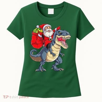 Dinosaur T Rex Christmas Santa Xmas Squad Women's T-Shirt