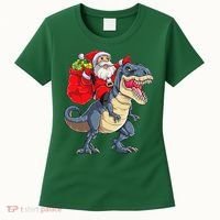 Dinosaur T Rex Christmas Santa Xmas Squad Women's T-Shirt thumb 0
