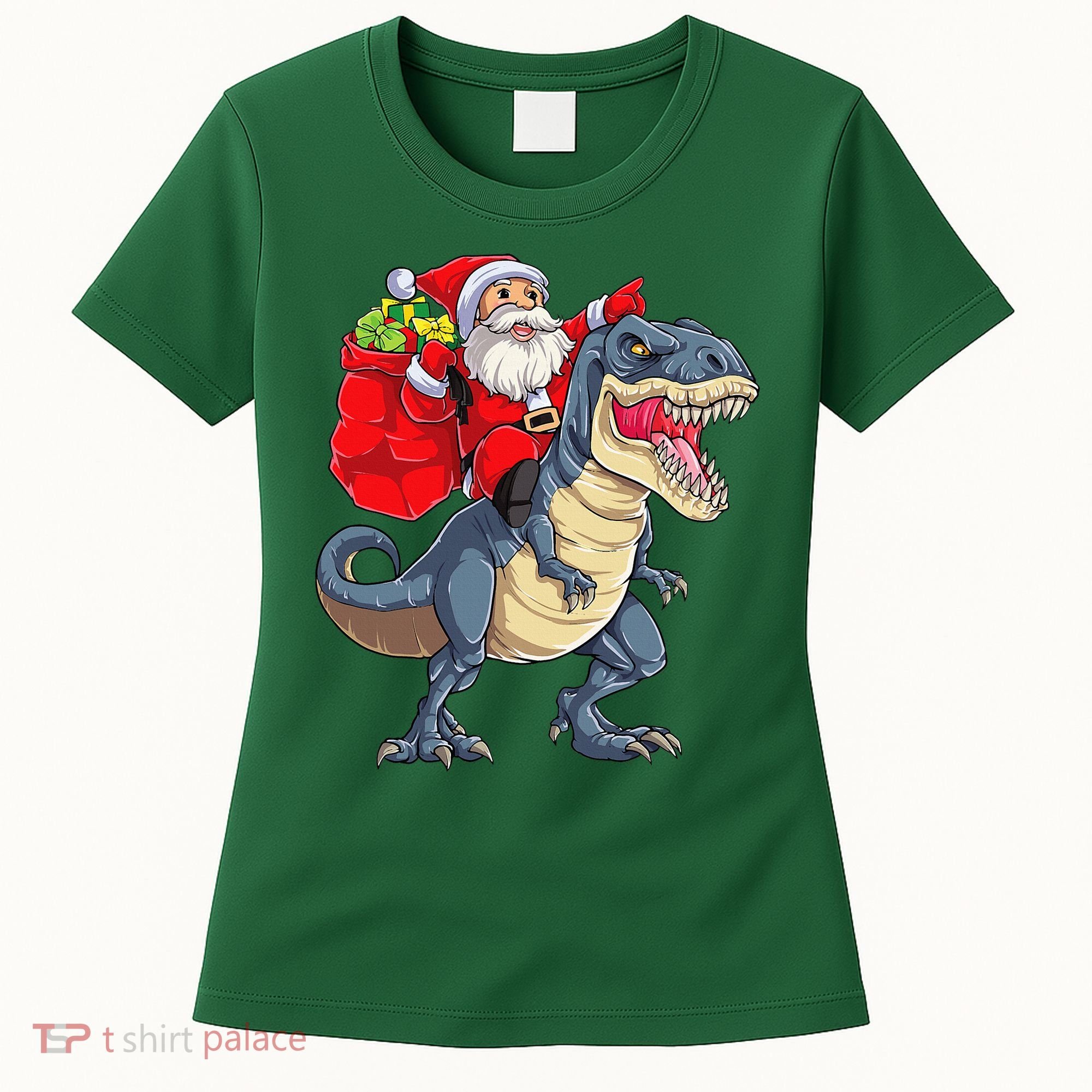 Dinosaur T Rex Christmas Santa Xmas Squad Women's T-Shirt