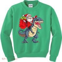 Dinosaur T Rex Christmas Santa Xmas Squad Kids Sweatshirt thumb 0