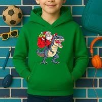 Dinosaur T Rex Christmas Santa Xmas Squad Kids Hoodie thumb 2