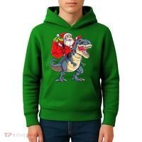 Dinosaur T Rex Christmas Santa Xmas Squad Kids Hoodie thumb 4
