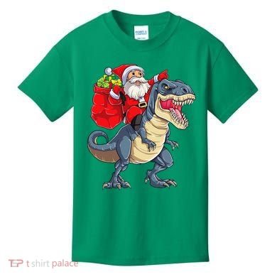 Dinosaur T Rex Christmas Santa Xmas Squad Kids T-Shirt