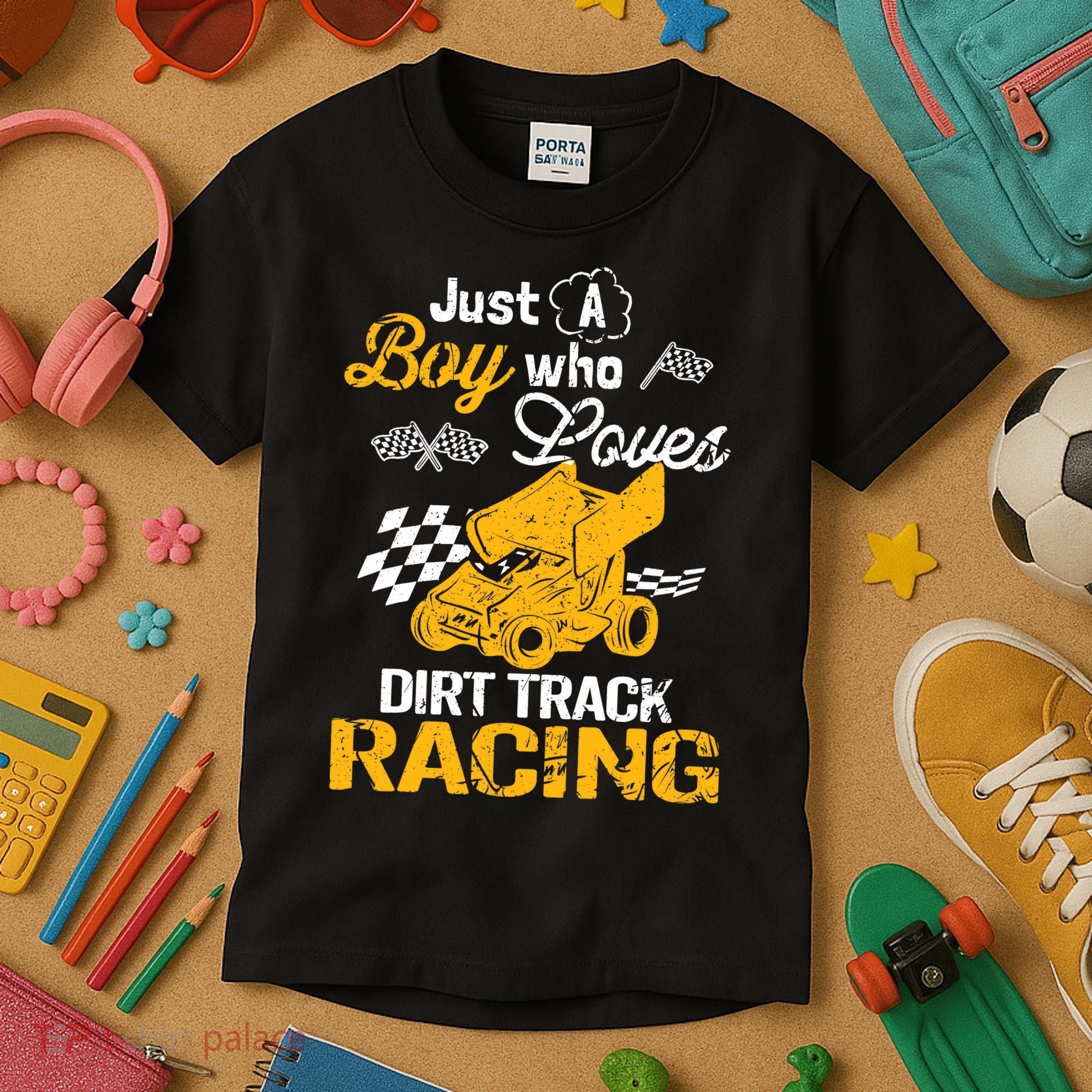 Dirt Track Racing Boy Kids T-Shirt